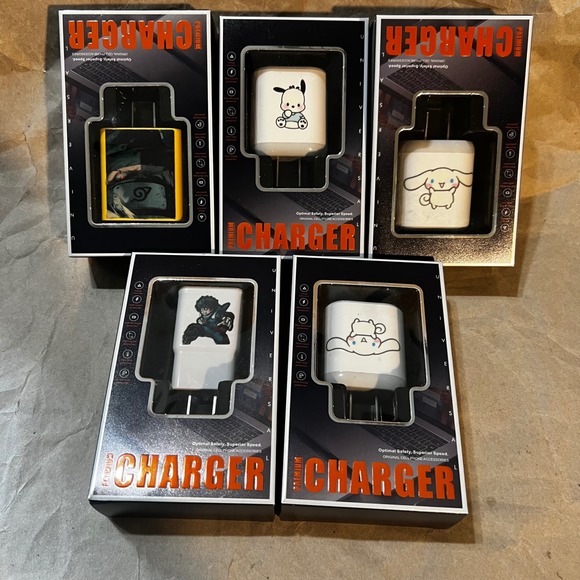 iCharger Other - iCharger 5pc Anime Wall Charger Set Deku Kakashi Cinnamoroll Pochacco Multi
